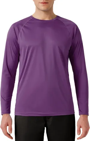 Mens UPF 50  Rash Guard Swim Shirt Long Sleeve Moisture Wicking Quick Dry Lightweight Wrinkle-Resistant