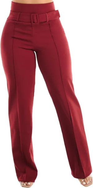 Moda Xpress Women's Stretch High Waisted Dress Pants for Work, Straight, Wide, Skinny Leg Business Office Casual Pants 40609N