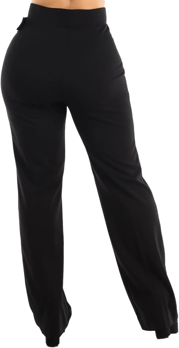 Moda Xpress Women's Stretch High Waisted Dress Pants for Work, Straight, Wide, Skinny Leg Business Office Casual Pants 40609N