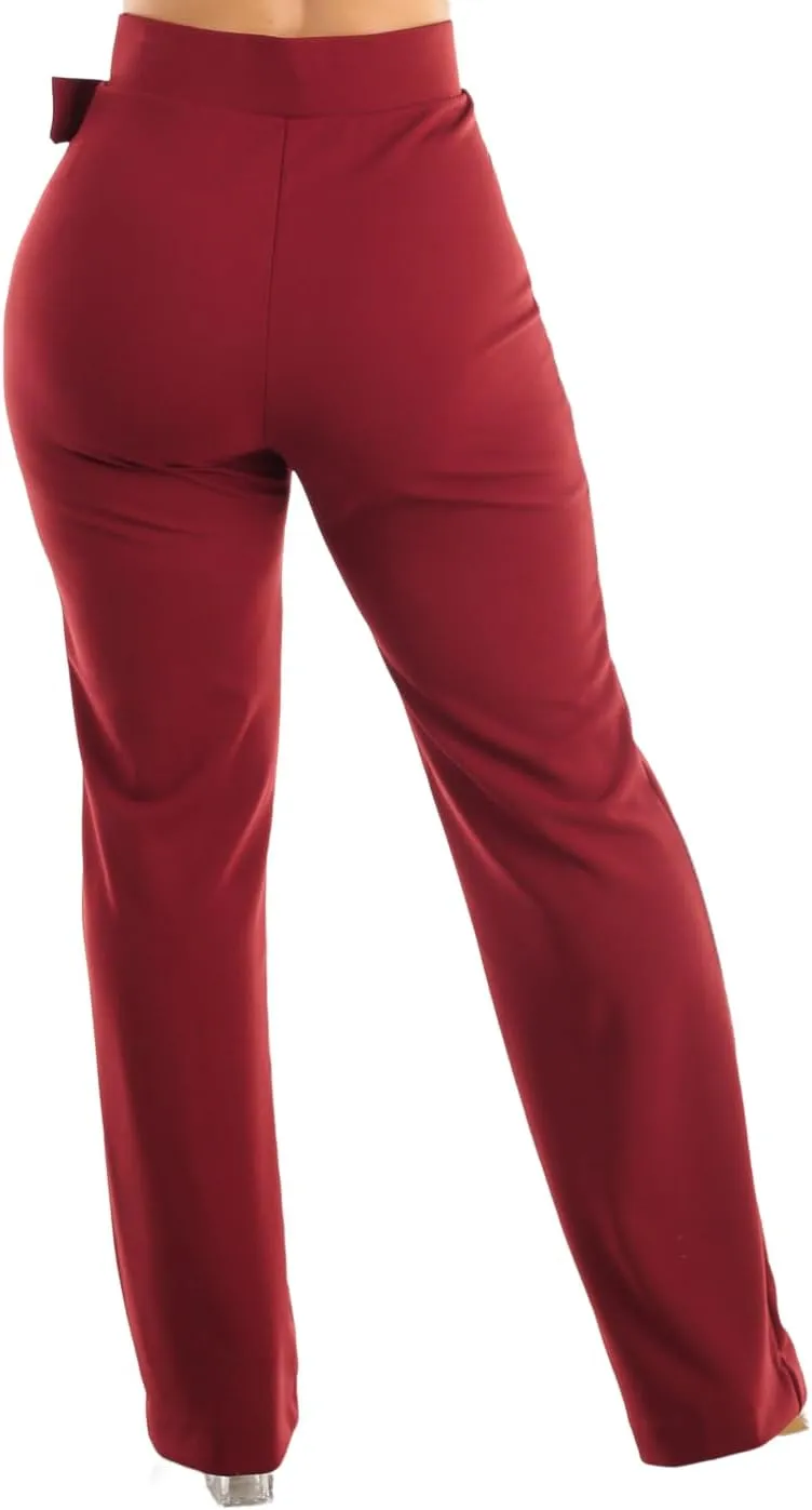 Moda Xpress Women's Stretch High Waisted Dress Pants for Work, Straight, Wide, Skinny Leg Business Office Casual Pants 40609N