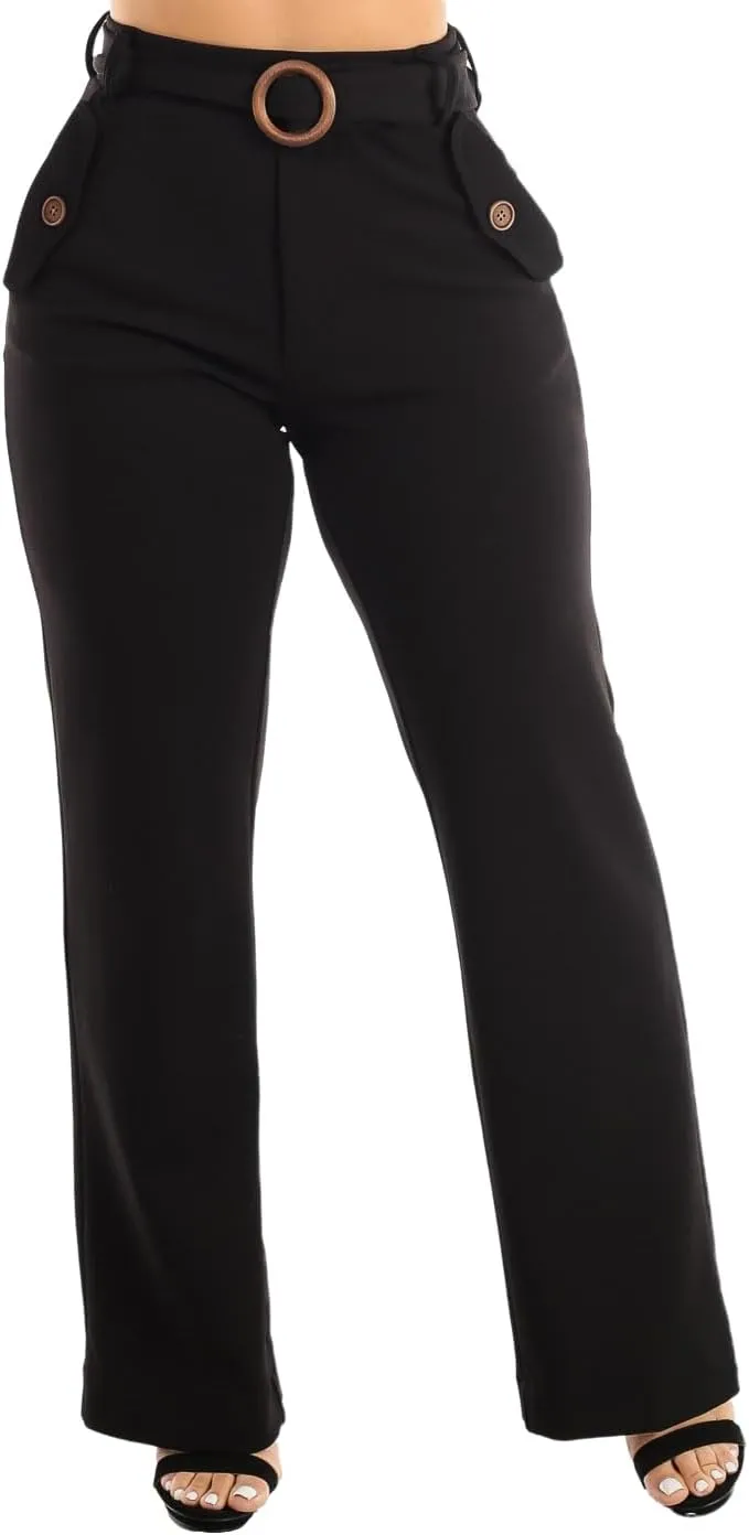Moda Xpress Women's Stretch High Waisted Dress Pants for Work, Straight, Wide, Skinny Leg Business Office Casual Pants 40609N