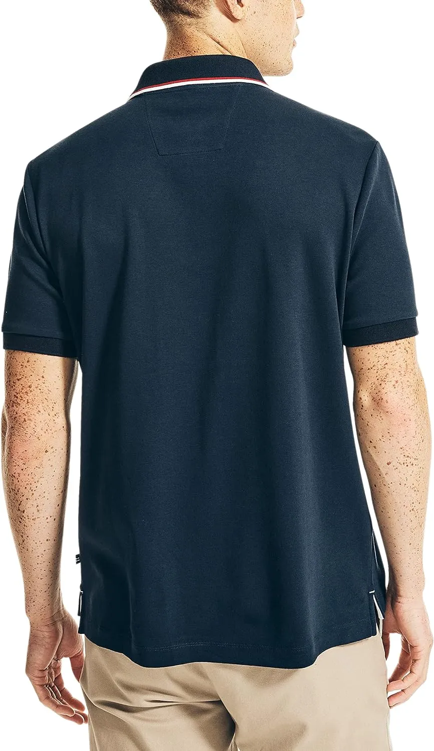 Nautica Men's Classic Fit Short Sleeve Dual Tipped Collar Polo Shirt