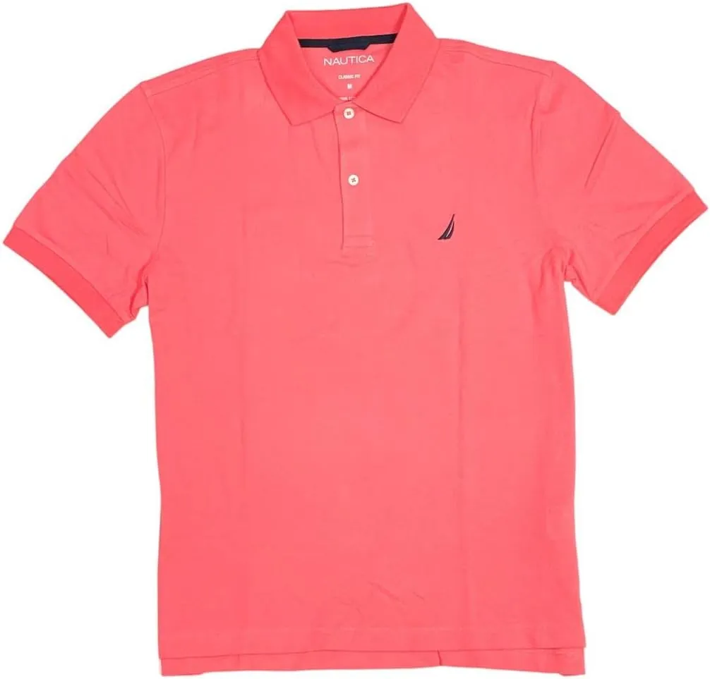 Nautica Men's Short Sleeve Solid Classic Fit Cotton Pique Polo Shirt