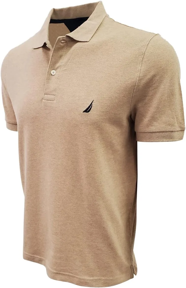 Nautica Men's Short Sleeve Solid Classic Fit Cotton Pique Polo Shirt