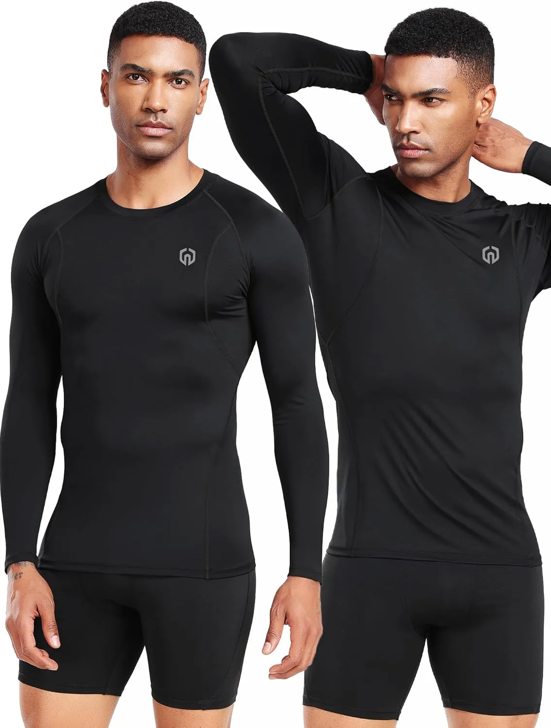 NELEUS 4 Pack Men's Workout Long Sleeve Shirts Compression Dry Fit Muscle Tops