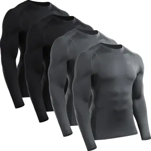 NELEUS 4 Pack Men's Workout Long Sleeve Shirts Compression Dry Fit Muscle Tops