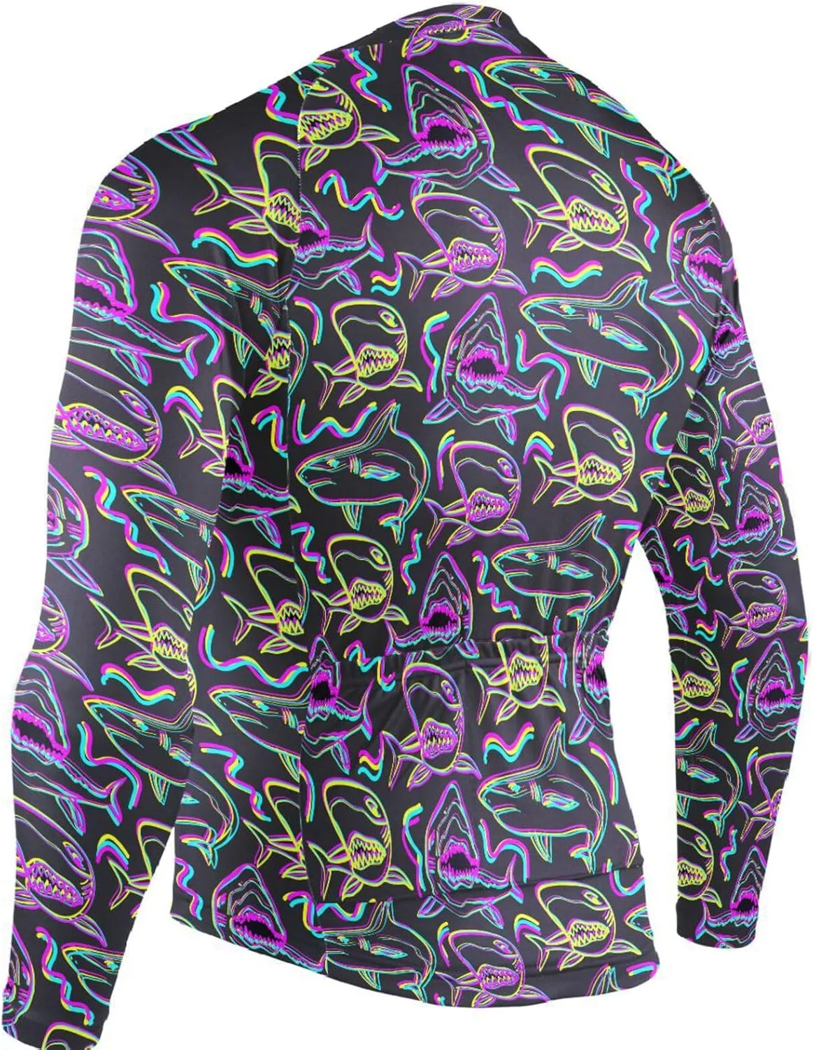 Neon Sharks Men's Cycling Jersey Moisture Wicking and Breathable Quick Dry with 3 Rear Pockets