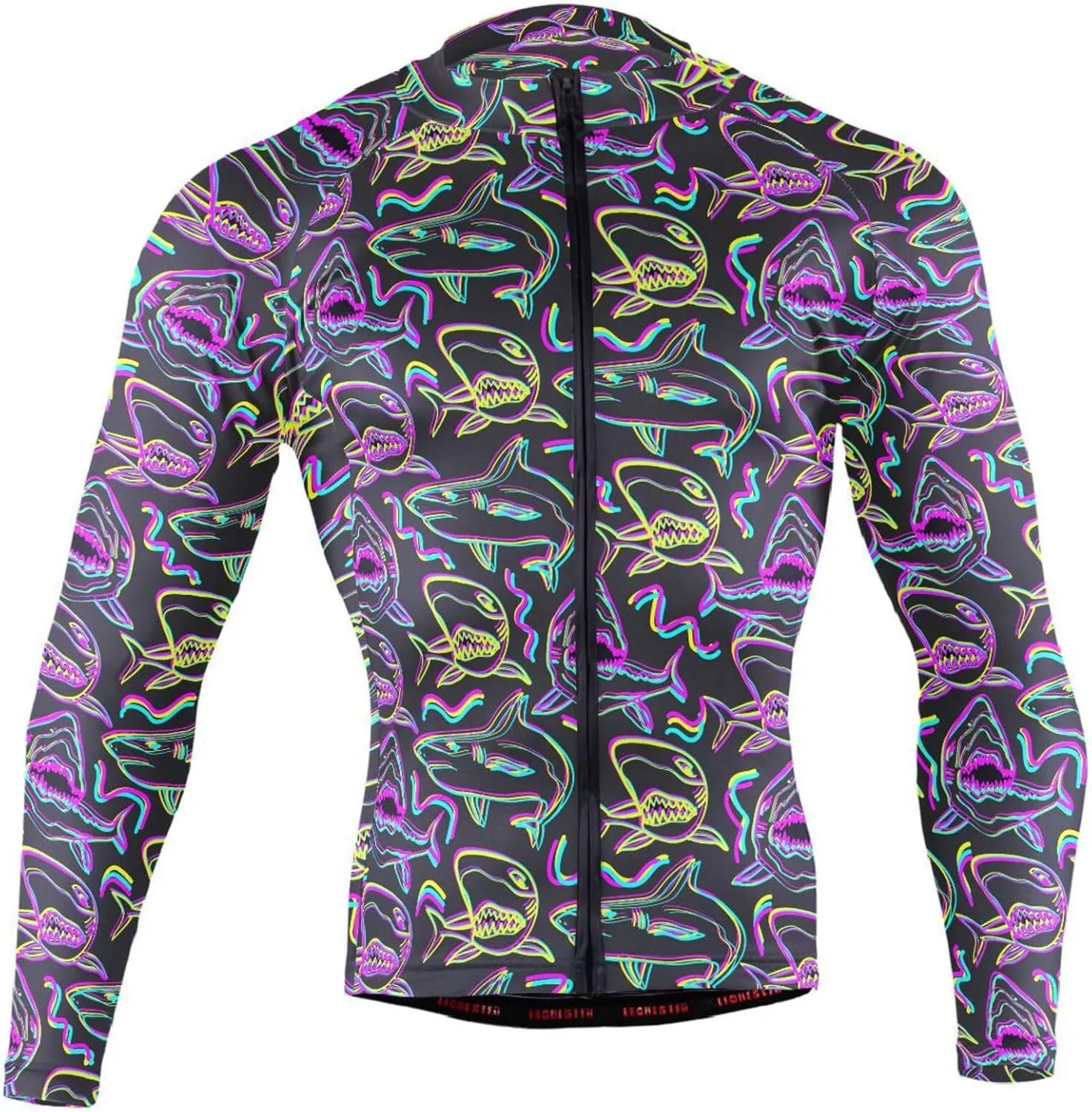 Neon Sharks Men's Cycling Jersey Moisture Wicking and Breathable Quick Dry with 3 Rear Pockets