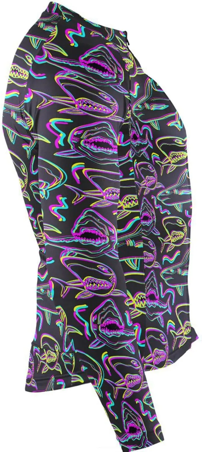 Neon Sharks Men's Cycling Jersey Moisture Wicking and Breathable Quick Dry with 3 Rear Pockets