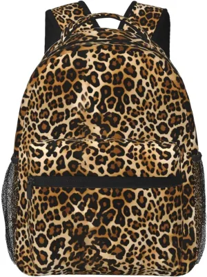 Nerxy Brown Leopard Backpack for School - Cheetah Print Backpack Animal Skin Spots School Bag Daily Laptop Book Bag Fits 14 Inch Laptop Rucksack Daypack