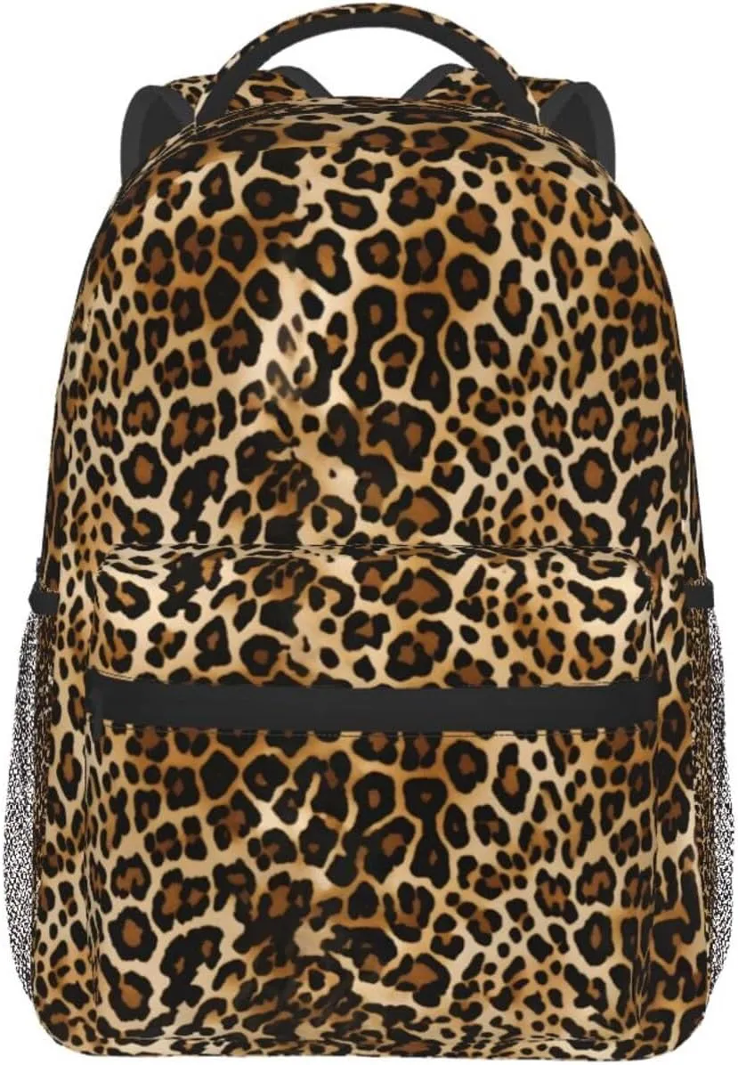 Nerxy Brown Leopard Backpack for School - Cheetah Print Backpack Animal Skin Spots School Bag Daily Laptop Book Bag Fits 14 Inch Laptop Rucksack Daypack