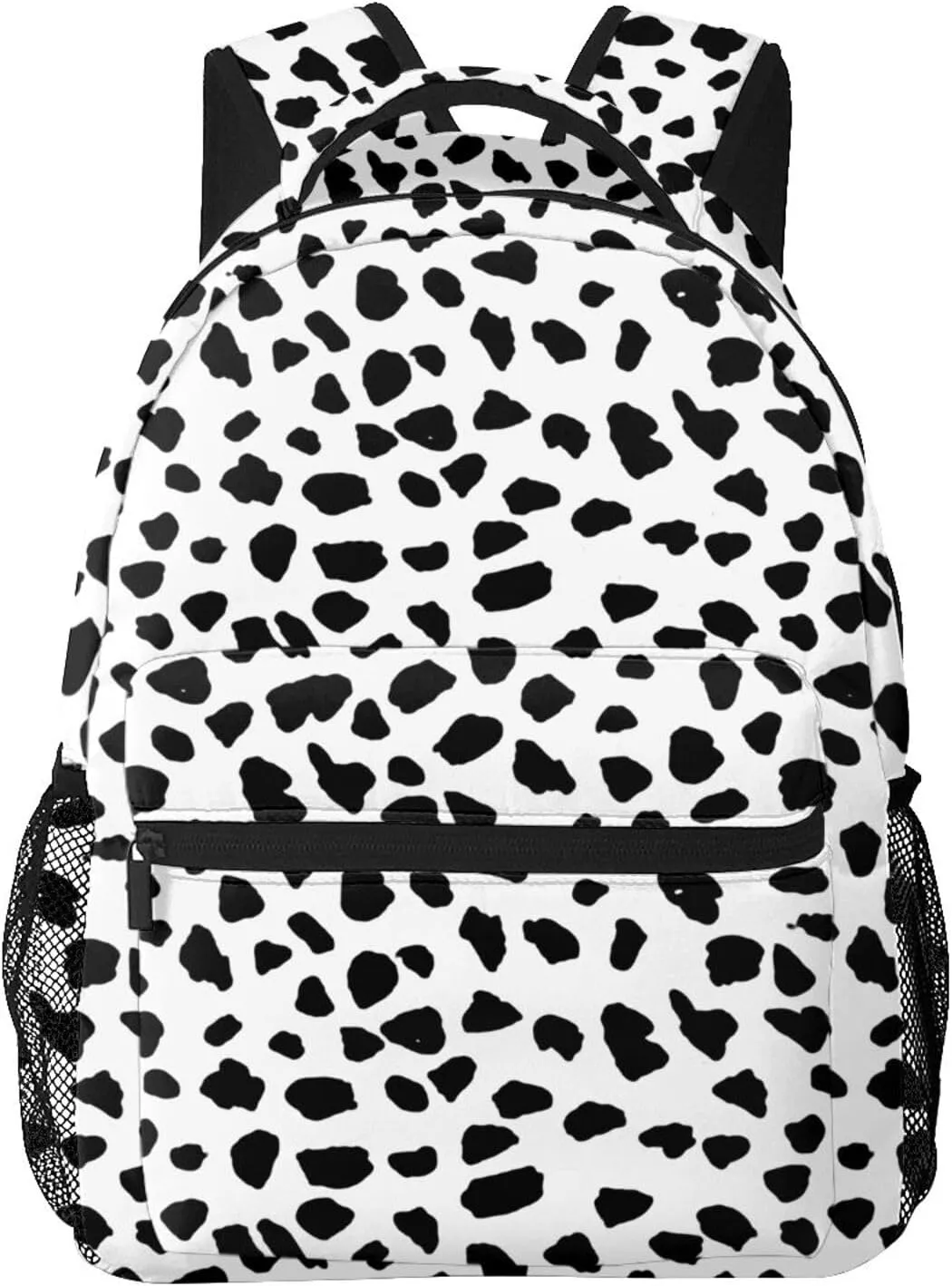 Nerxy Cow Dots Backpack for School - Cow Spots School Backpack White Black Dalmatians Dots School Bag Laptop Book Bag Fits 14 Inch Laptop Rucksack Daypack