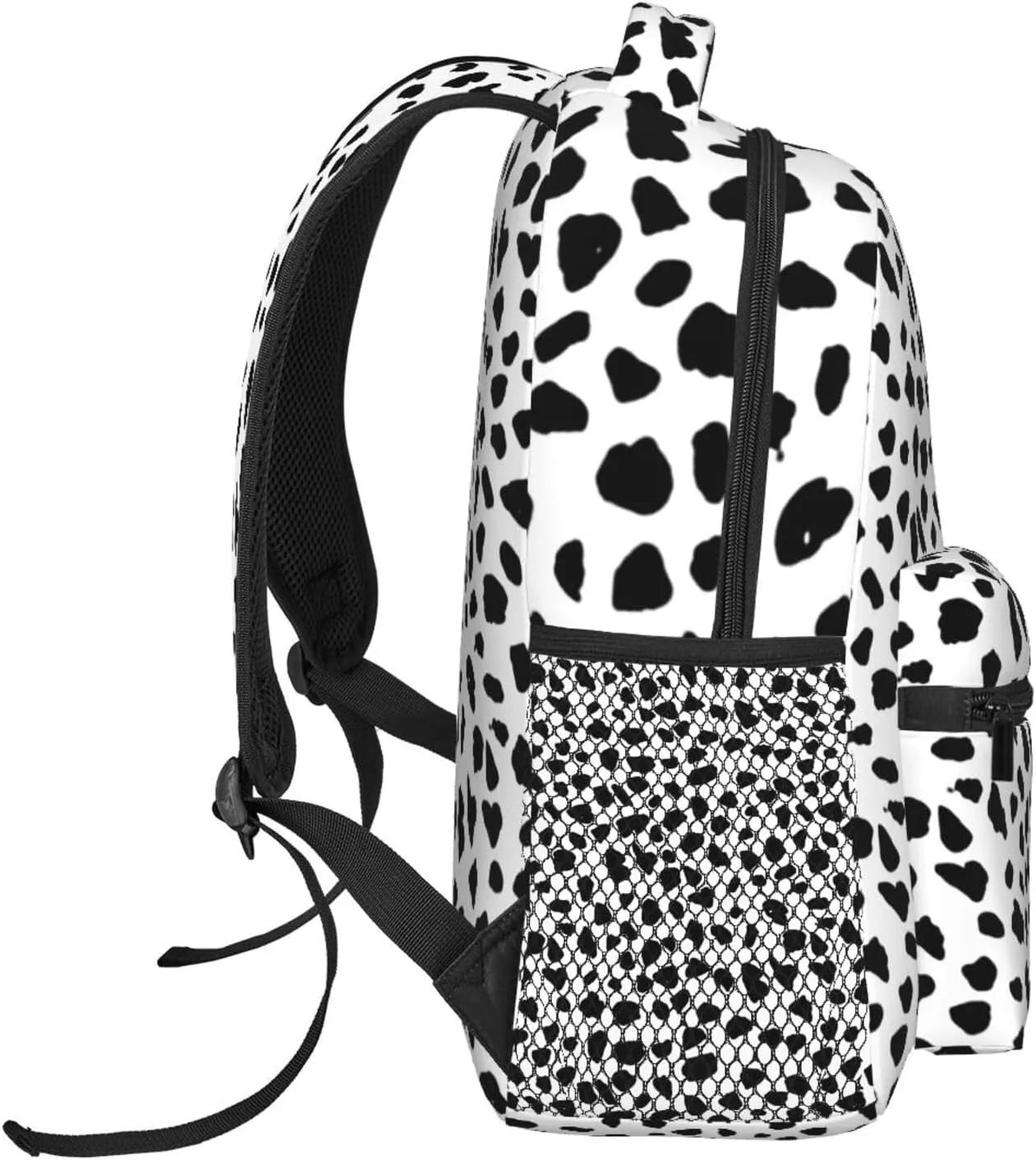 Nerxy Cow Dots Backpack for School - Cow Spots School Backpack White Black Dalmatians Dots School Bag Laptop Book Bag Fits 14 Inch Laptop Rucksack Daypack