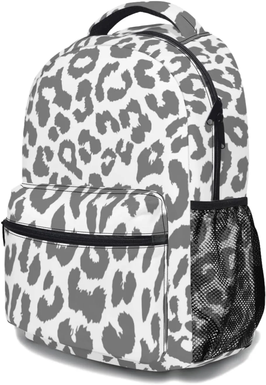 Nerxy Snow Leopard Backpack for School - Cheetah Spots School Backpack White White Grey Animal Skin School Bag Laptop Book Bag Fits 14 Inch Laptop Rucksack Daypack
