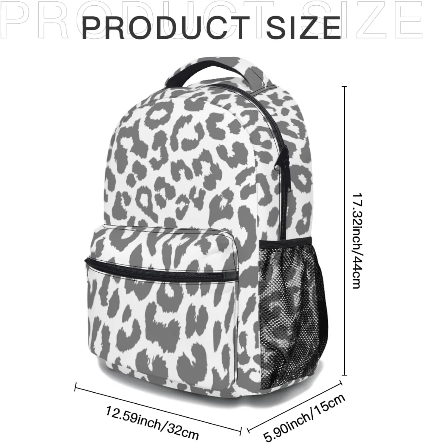 Nerxy Snow Leopard Backpack for School - Cheetah Spots School Backpack White White Grey Animal Skin School Bag Laptop Book Bag Fits 14 Inch Laptop Rucksack Daypack