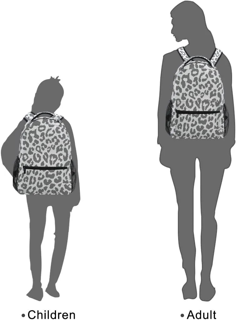 Nerxy Snow Leopard Backpack for School - Cheetah Spots School Backpack White White Grey Animal Skin School Bag Laptop Book Bag Fits 14 Inch Laptop Rucksack Daypack