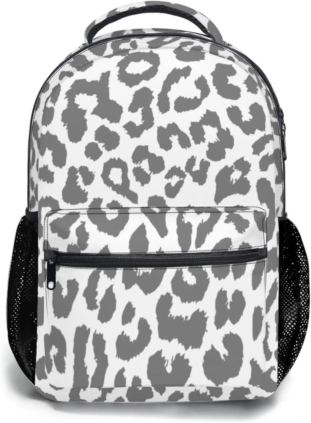 Nerxy Snow Leopard Backpack for School - Cheetah Spots School Backpack White White Grey Animal Skin School Bag Laptop Book Bag Fits 14 Inch Laptop Rucksack Daypack