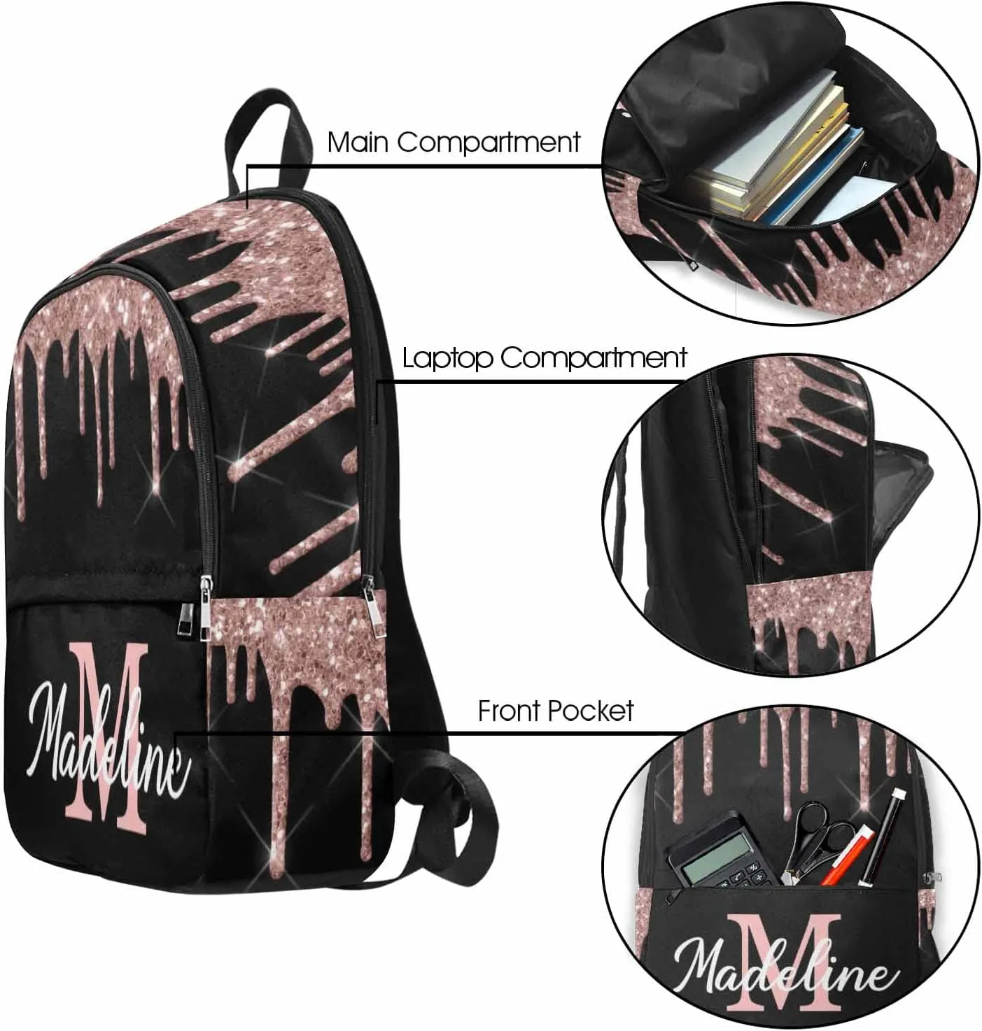 Personalized Casual Unisex Daypack Bags Backpack Night Cat Shoulder Travel Bookbag Laptop Backpack Computer Bags to Granddaughter Grandson