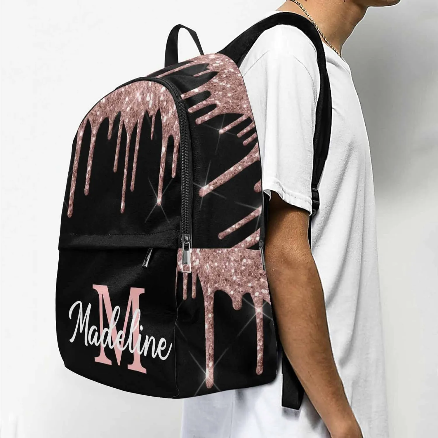 Personalized Casual Unisex Daypack Bags Backpack Night Cat Shoulder Travel Bookbag Laptop Backpack Computer Bags to Granddaughter Grandson