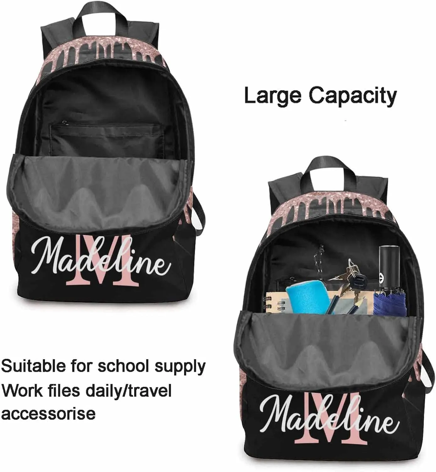 Personalized Casual Unisex Daypack Bags Backpack Night Cat Shoulder Travel Bookbag Laptop Backpack Computer Bags to Granddaughter Grandson