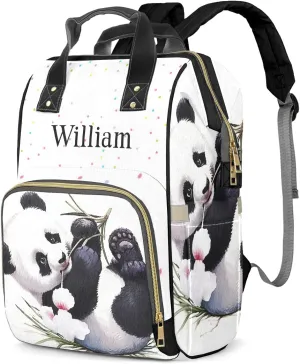 Personalized Panda Diaper Bag Backpack with Name Custom Mommy Nursing Baby Bags Nappy Bag Travel Daypack for Woman Gifts