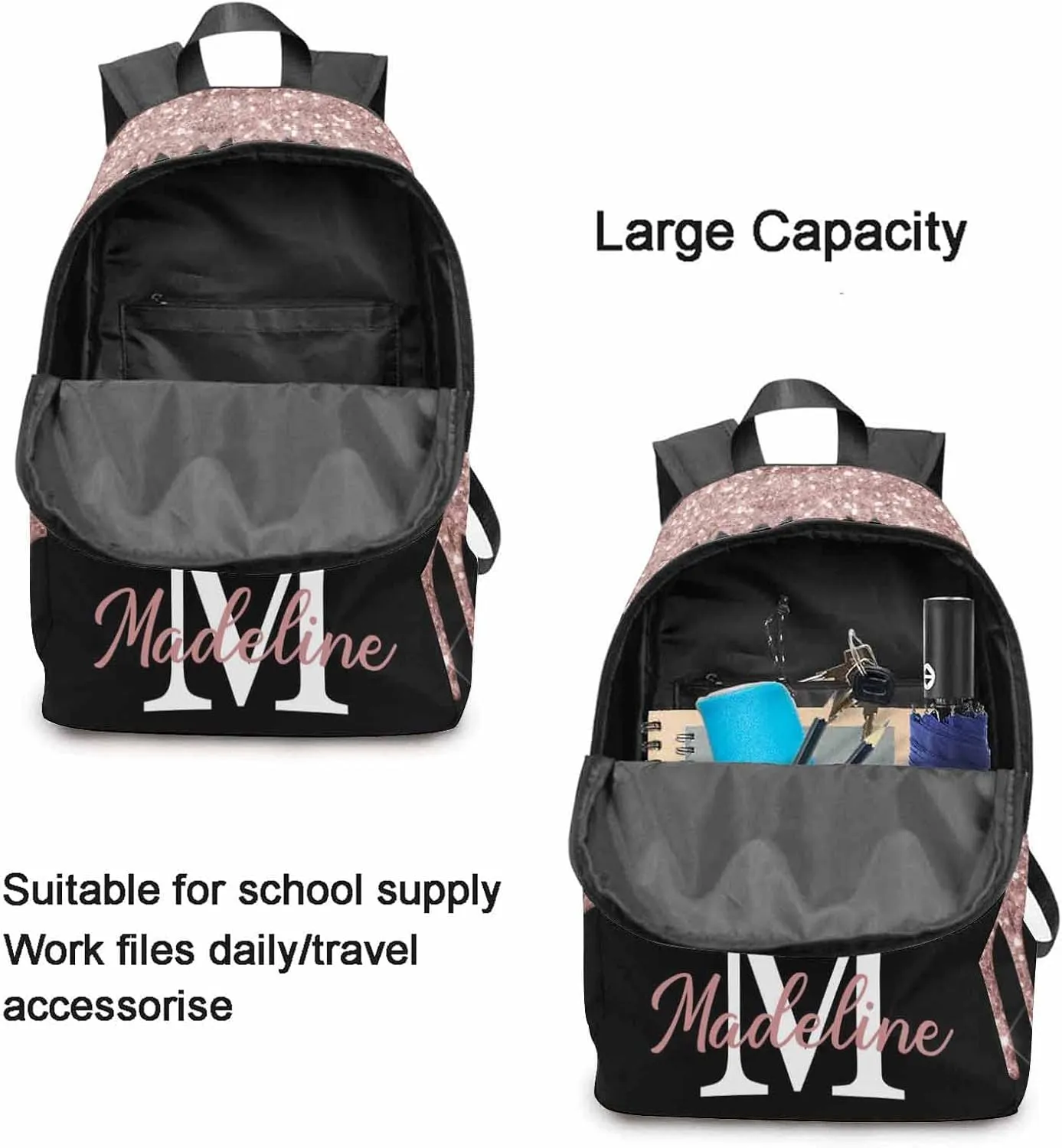 Personalized Your Own Casual Unisex Daypack Bags Backpack Forest Deers Waterproof Shoulder Bag Backpack to Daughter Son from Dad Mom