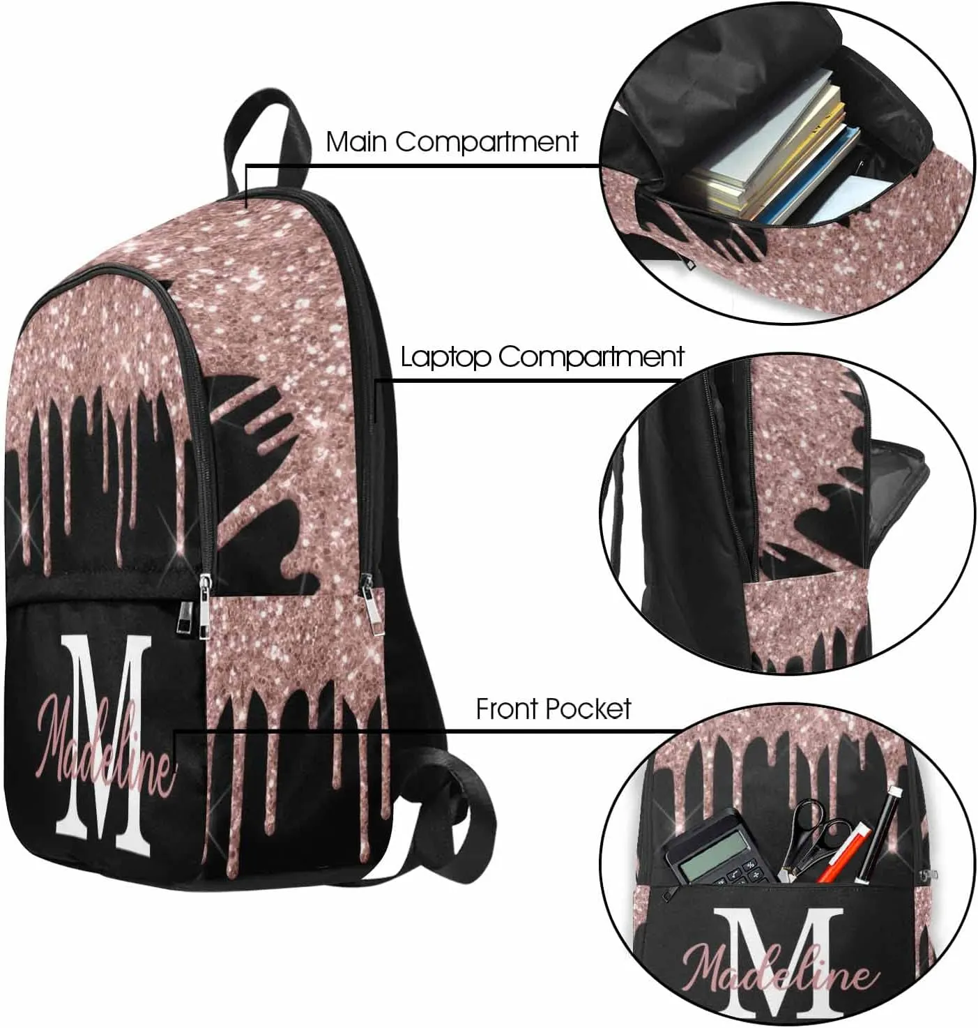 Personalized Your Own Casual Unisex Daypack Bags Backpack Forest Deers Waterproof Shoulder Bag Backpack to Daughter Son from Dad Mom