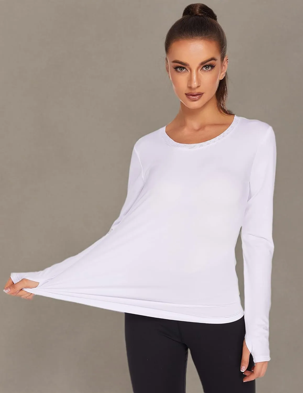 PINSPARK Long Sleeve Workout Tops for Women Yoga Shirts Moisture Wicking Gym Top Athletic Clothes with Thumbholes