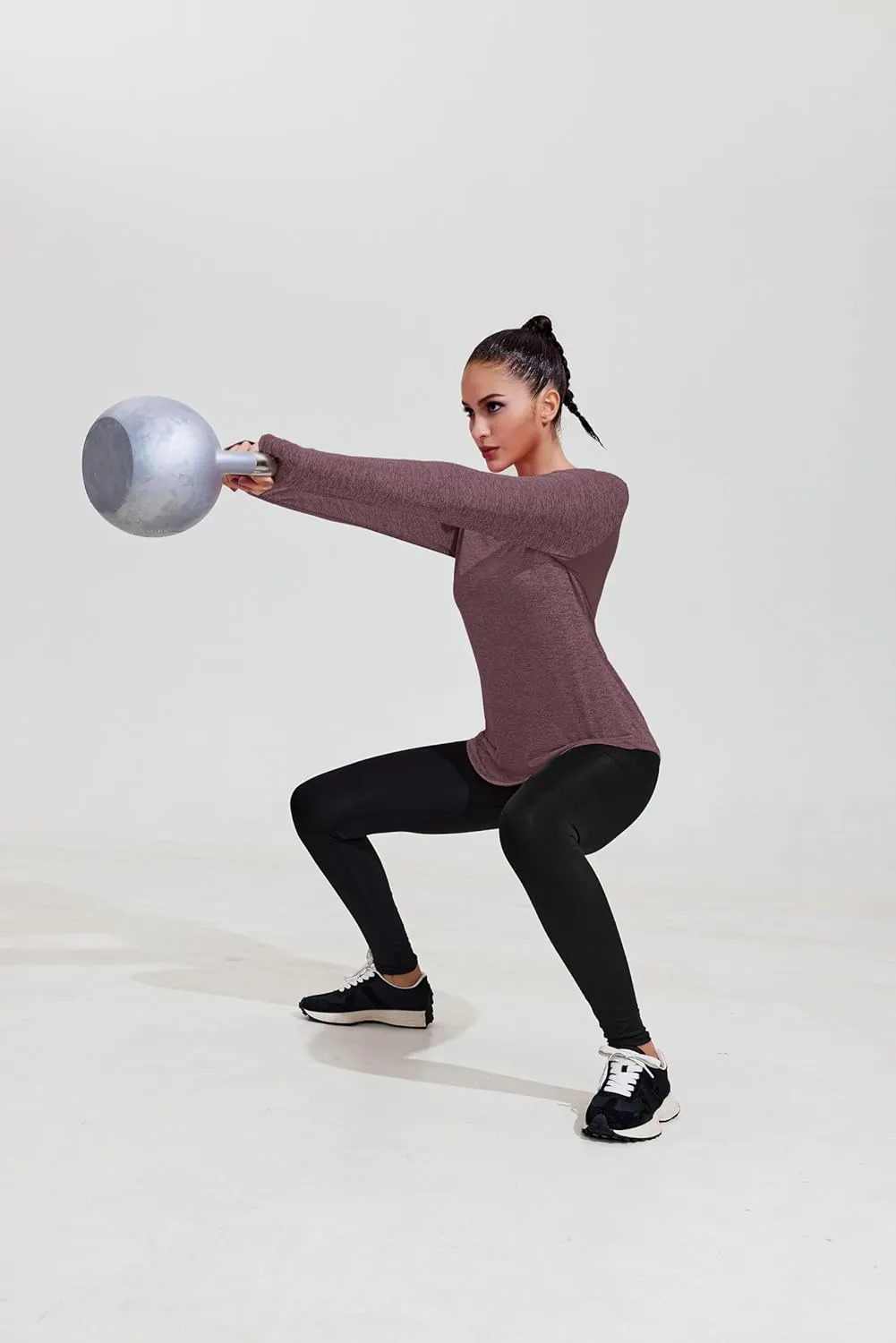 PINSPARK Long Sleeve Workout Tops for Women Yoga Shirts Moisture Wicking Gym Top Athletic Clothes with Thumbholes
