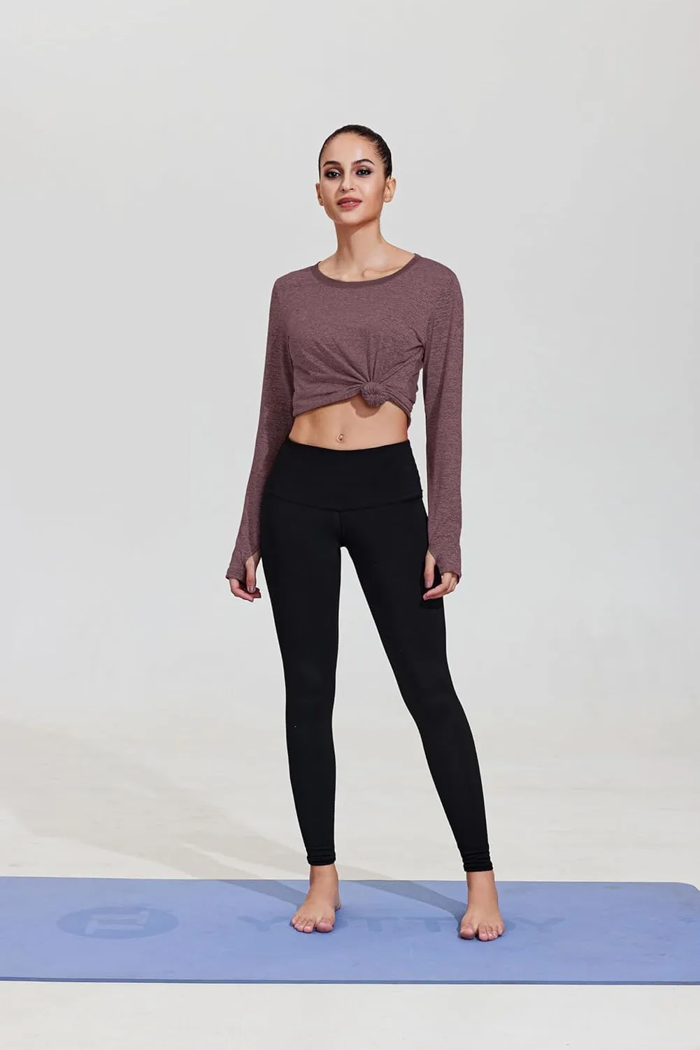 PINSPARK Long Sleeve Workout Tops for Women Yoga Shirts Moisture Wicking Gym Top Athletic Clothes with Thumbholes