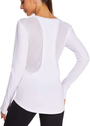 PINSPARK Long Sleeve Workout Tops for Women Yoga Shirts Moisture Wicking Gym Top Athletic Clothes with Thumbholes