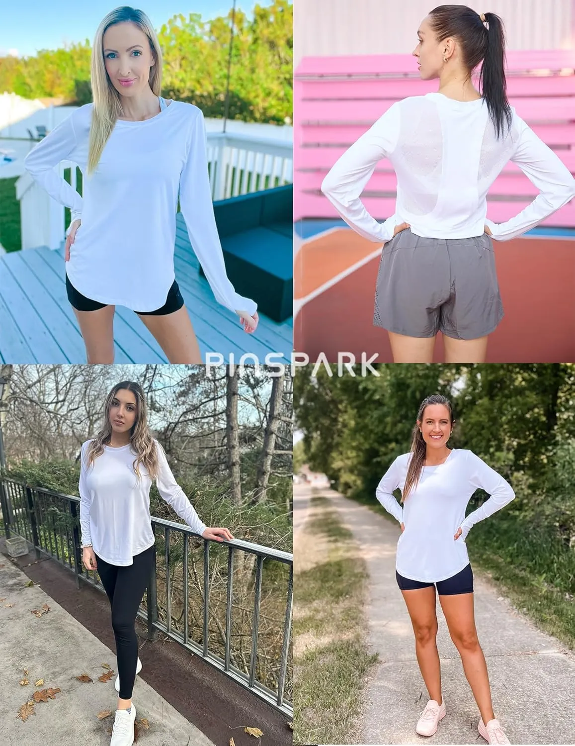 PINSPARK Long Sleeve Workout Tops for Women Yoga Shirts Moisture Wicking Gym Top Athletic Clothes with Thumbholes