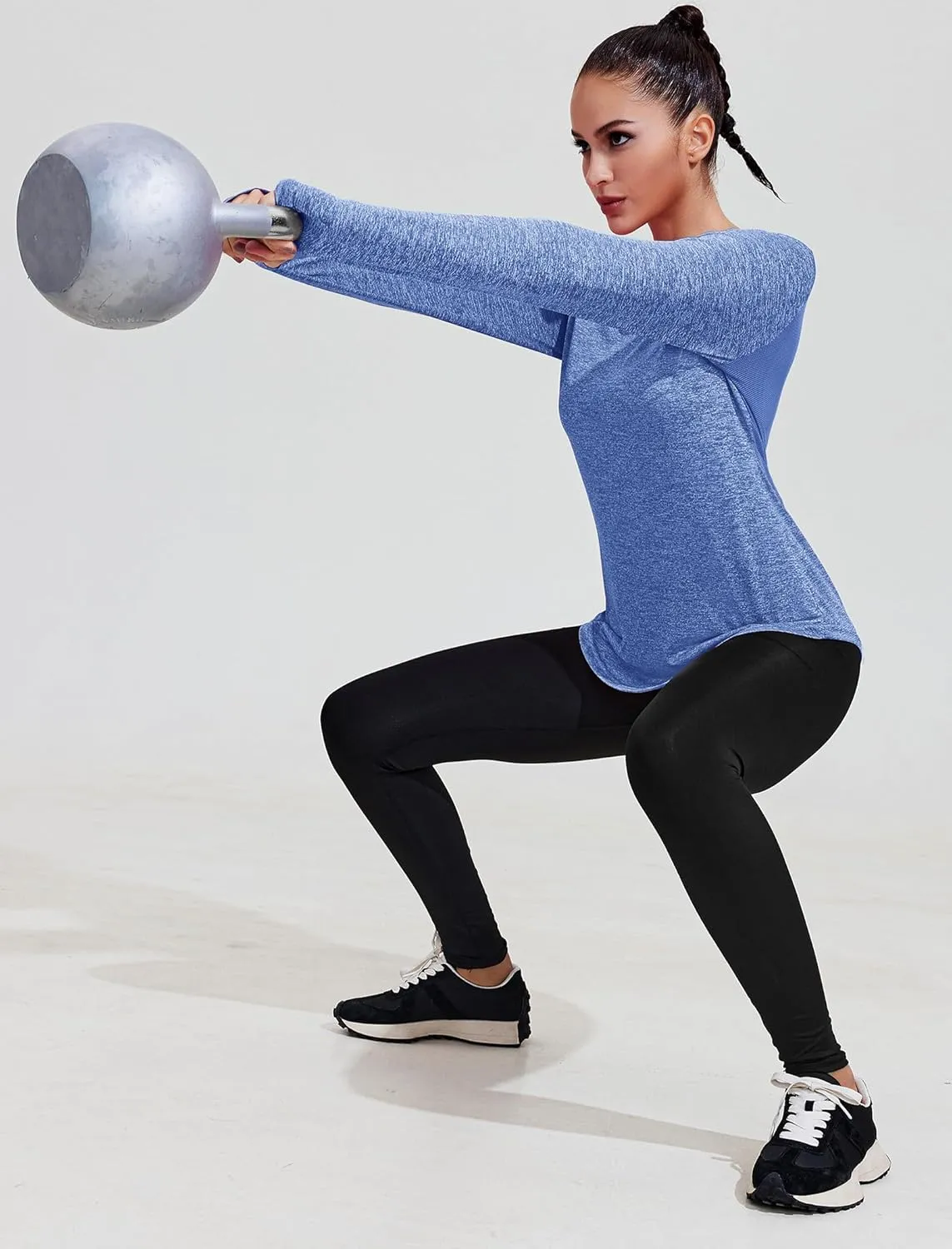 PINSPARK Long Sleeve Workout Tops for Women Yoga Shirts Moisture Wicking Gym Top Athletic Clothes with Thumbholes