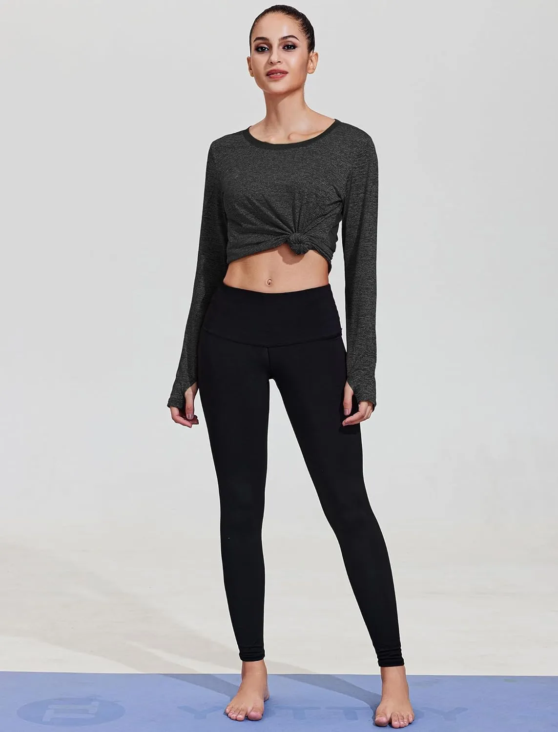 PINSPARK Long Sleeve Workout Tops for Women Yoga Shirts Moisture Wicking Gym Top Athletic Clothes with Thumbholes