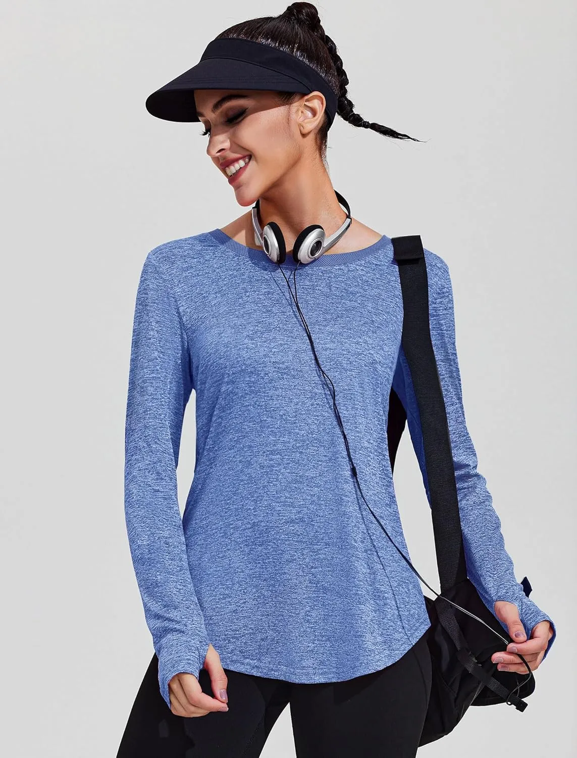 PINSPARK Long Sleeve Workout Tops for Women Yoga Shirts Moisture Wicking Gym Top Athletic Clothes with Thumbholes