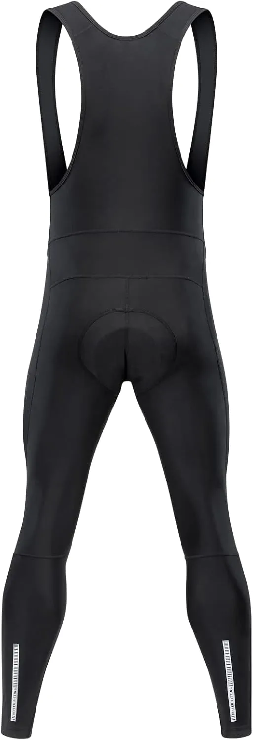 Przewalski Men's Cycling Bib Pants 4D Padded Bike Fleece Lined Thermal Biking Tights Leggings Riding Bicycle Pants