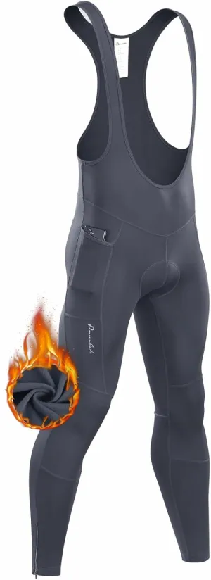 Przewalski Men's Cycling Bib Pants 4D Padded Bike Fleece Lined Thermal Biking Tights Leggings Riding Bicycle Pants