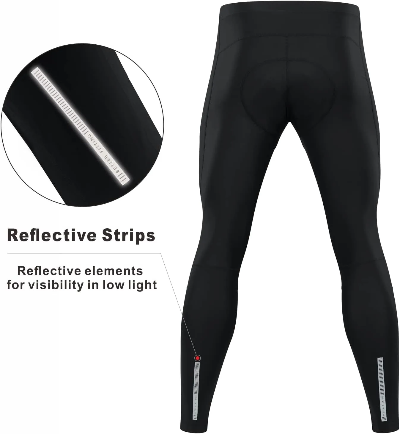 Przewalski Men's Cycling Pants 4D Padded Bike Bicycle Biking Tights Long MTB Leggings