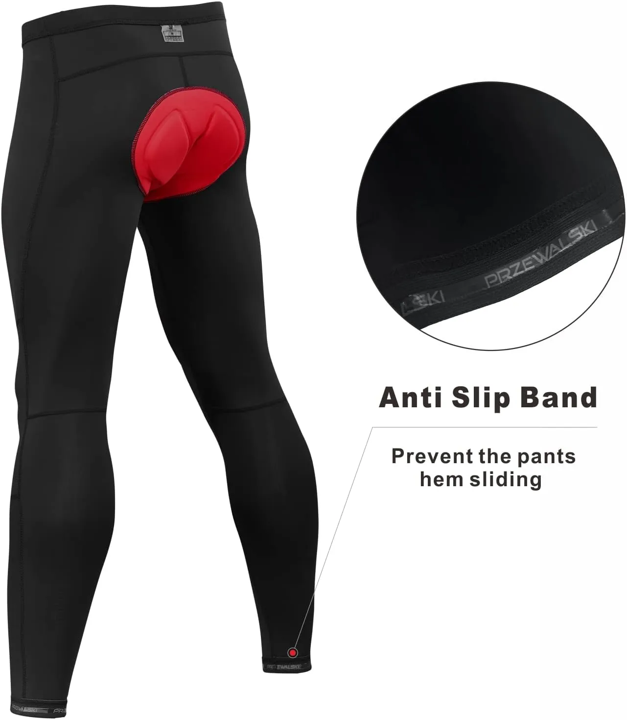 Przewalski Men's Cycling Pants 4D Padded Bike Bicycle Biking Tights Long MTB Leggings