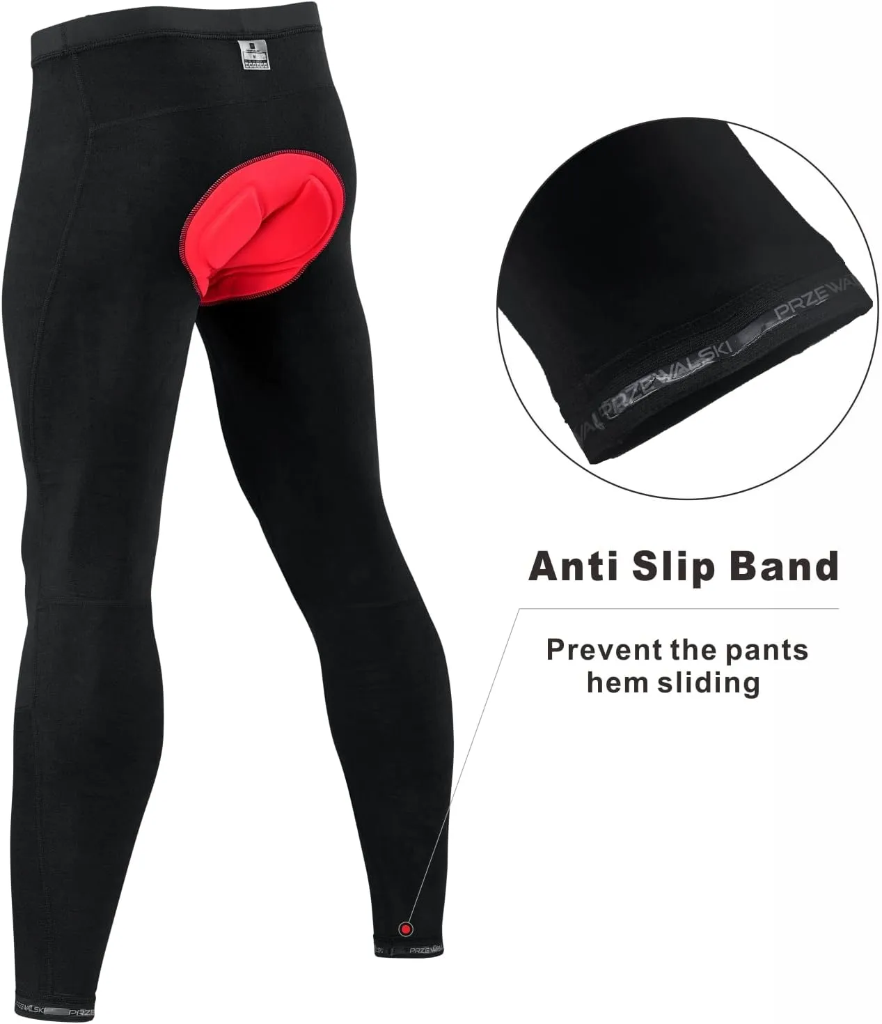 Przewalski Men's Cycling Pants 4D Padded Bike Bicycle Biking Tights Long MTB Leggings