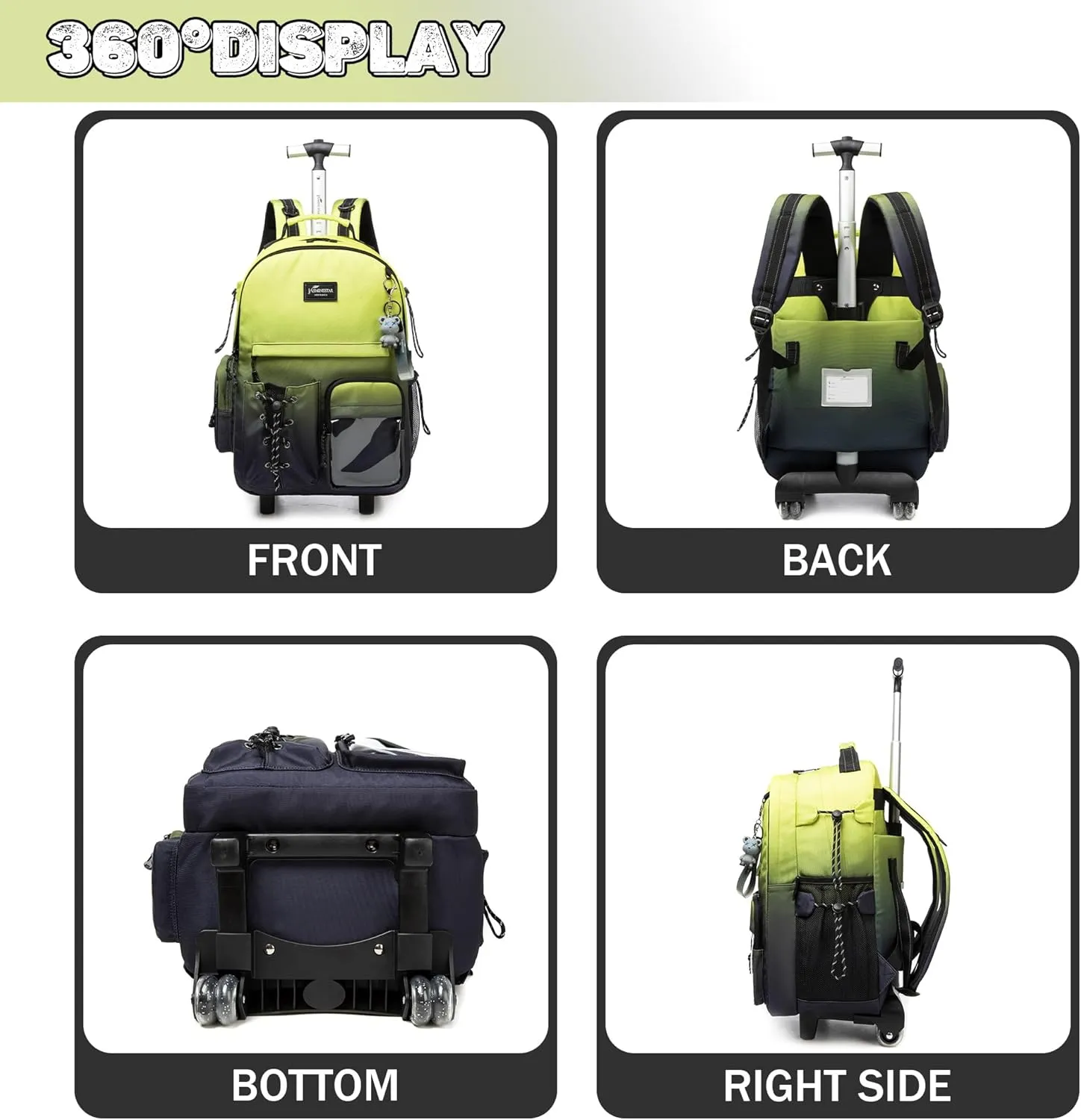 Rolling Backpack with Wheels for Teens & Traveling