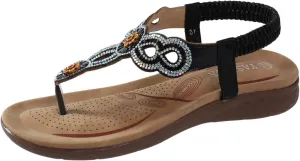 Sandals Women,Dressy Summer Retro Orthopedic Sandals Ring Toe Outdoor Flip Flops Flat Heel Beach Slipper