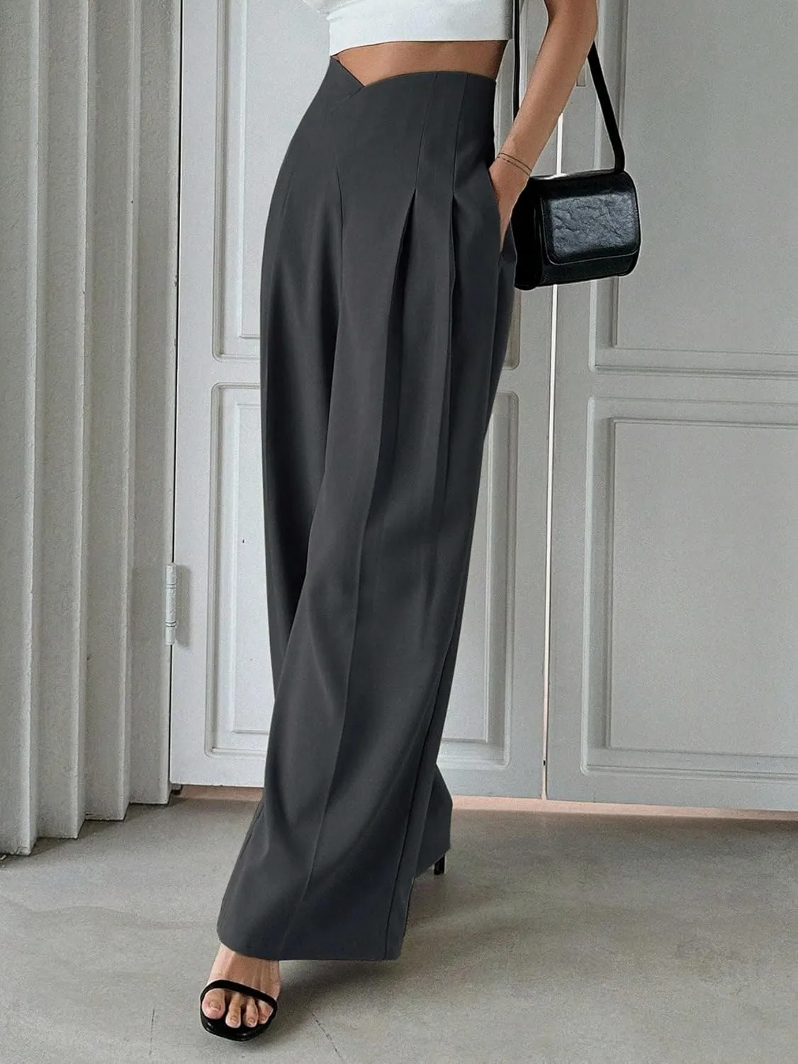 SECOLI Women Causal High Waist Wide Leg Pants High Waist Wide Leg Pants
