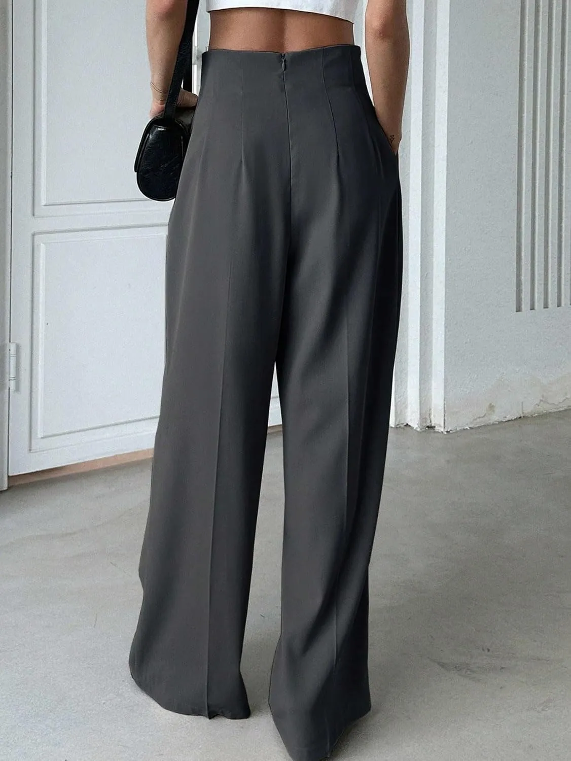 SECOLI Women Causal High Waist Wide Leg Pants High Waist Wide Leg Pants