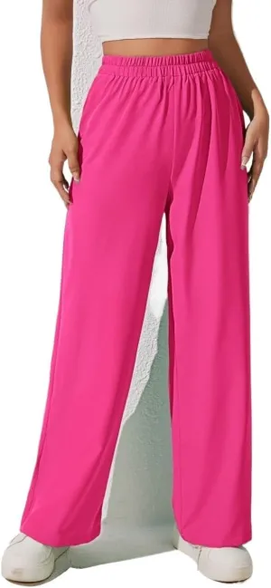 SECOLI Women Causal High Waist Wide Leg Pants Solid Wide Leg Pants