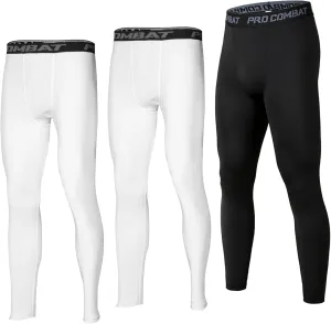 SS COLOR FISH 3 Pack Men Compression Pants Athletic Baselayer Workout Legging Running Tights for Men