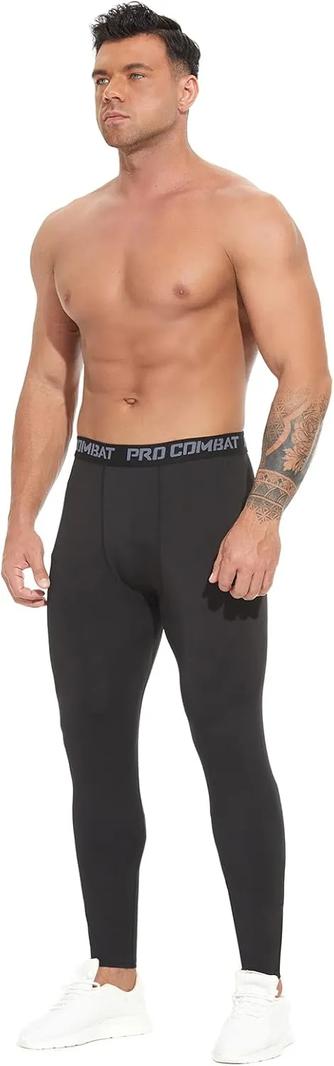 SS COLOR FISH 3 Pack Men Compression Pants Athletic Baselayer Workout Legging Running Tights for Men