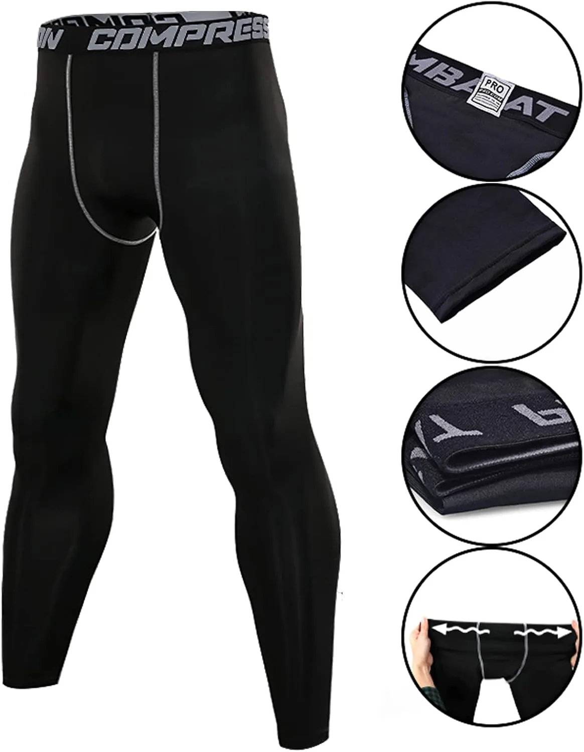 SS COLOR FISH Men Compression Pants Athletic Baselayer Workout Legging Running Tights for Men