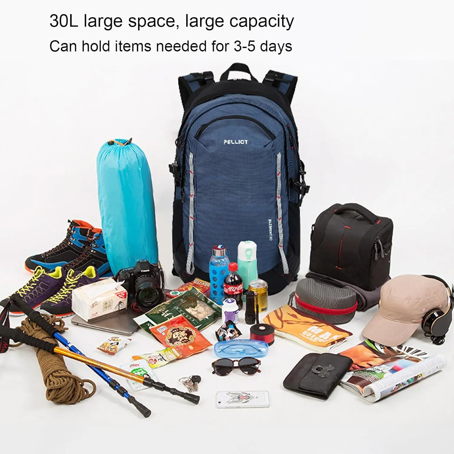 Sturdy 30L Outdoor Backpack - Durable Hiking Daypack for Men and Women, Waterproof Camping Backpack with Large Capacity (Fantasy Night black)