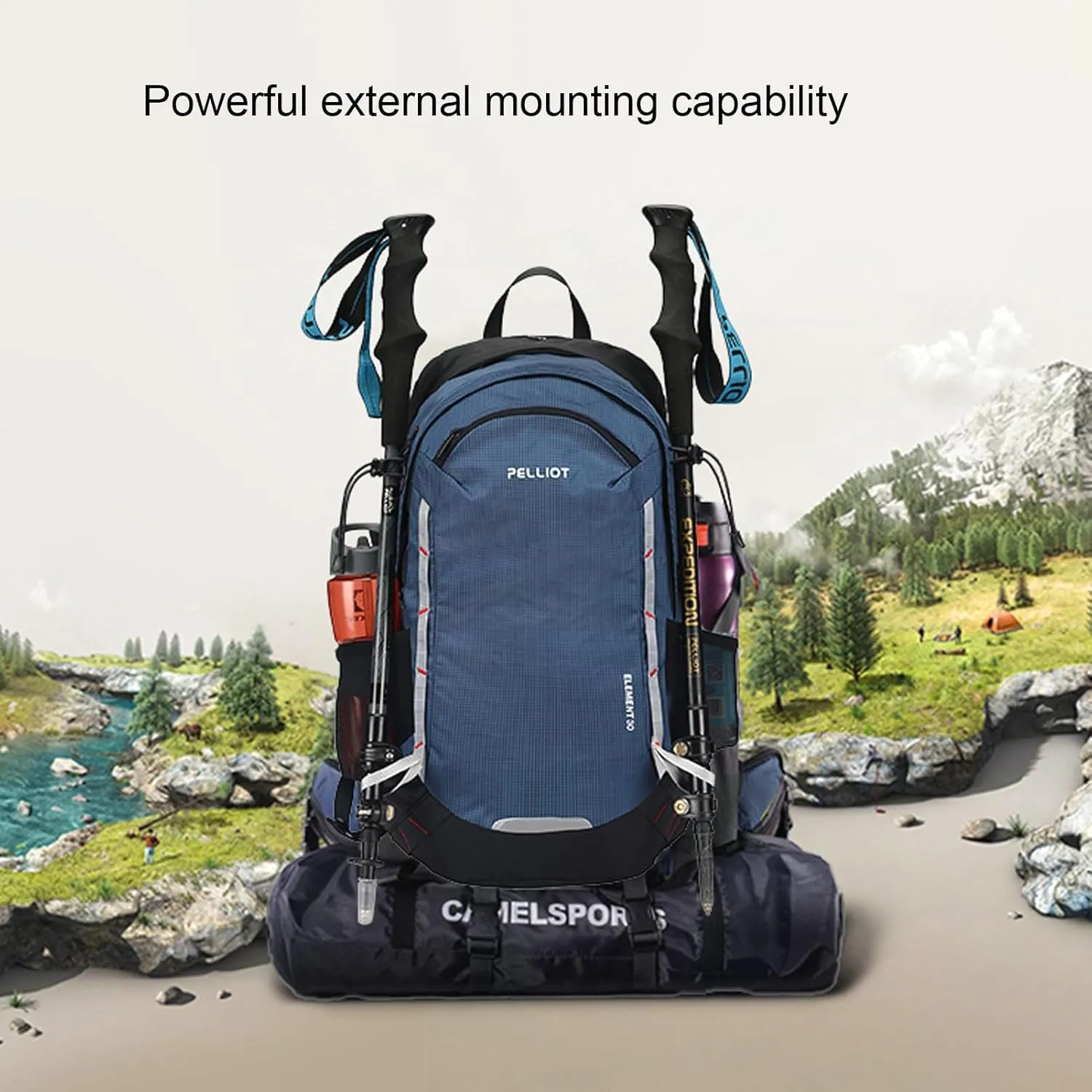 Sturdy 30L Outdoor Backpack - Durable Hiking Daypack for Men and Women, Waterproof Camping Backpack with Large Capacity (Fantasy Night black)